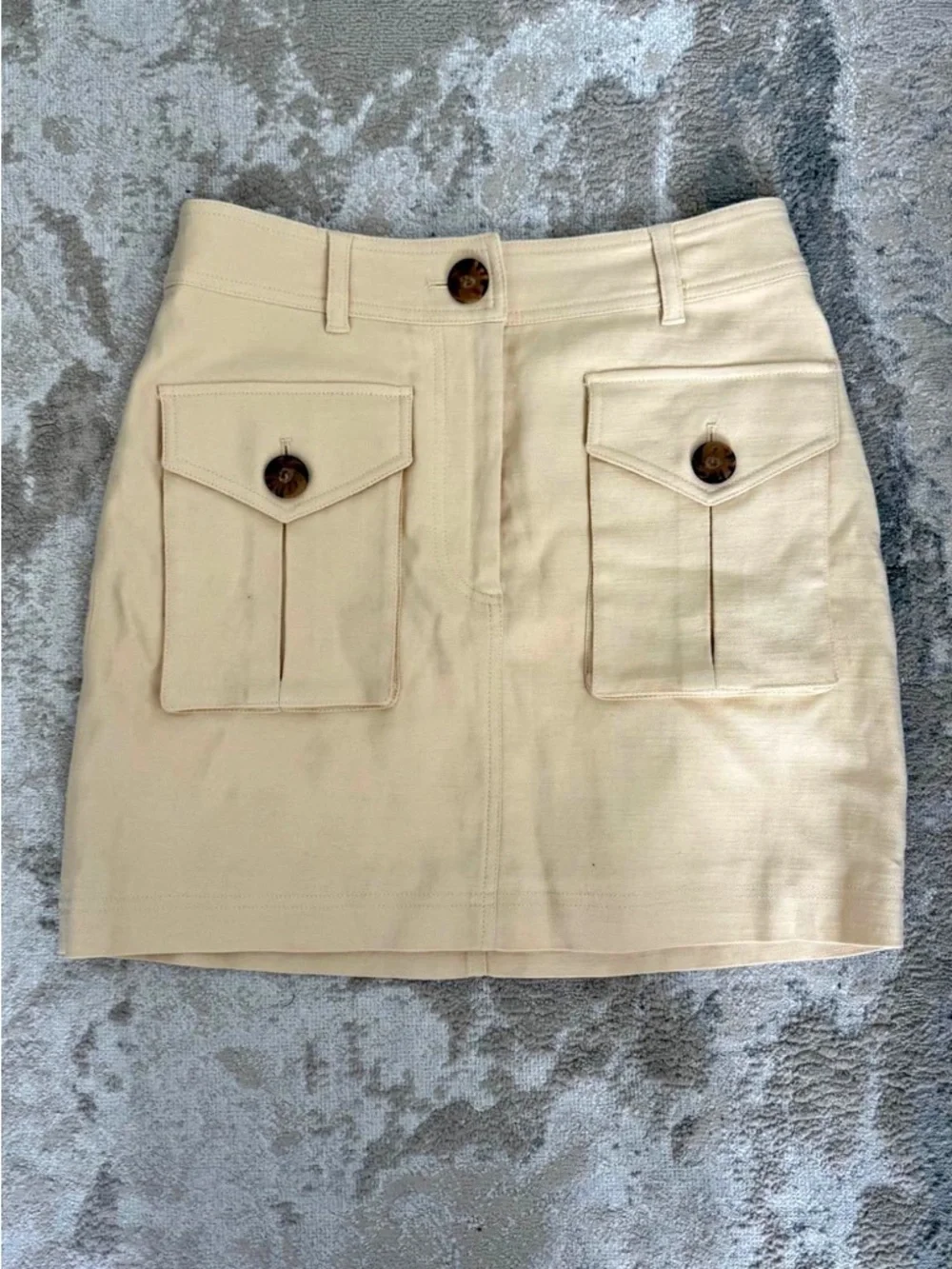 Sézane Gillyne Skirt Cream/Ecru Utility Mini Button Pocket French Sustainable - Picture 3 of 8